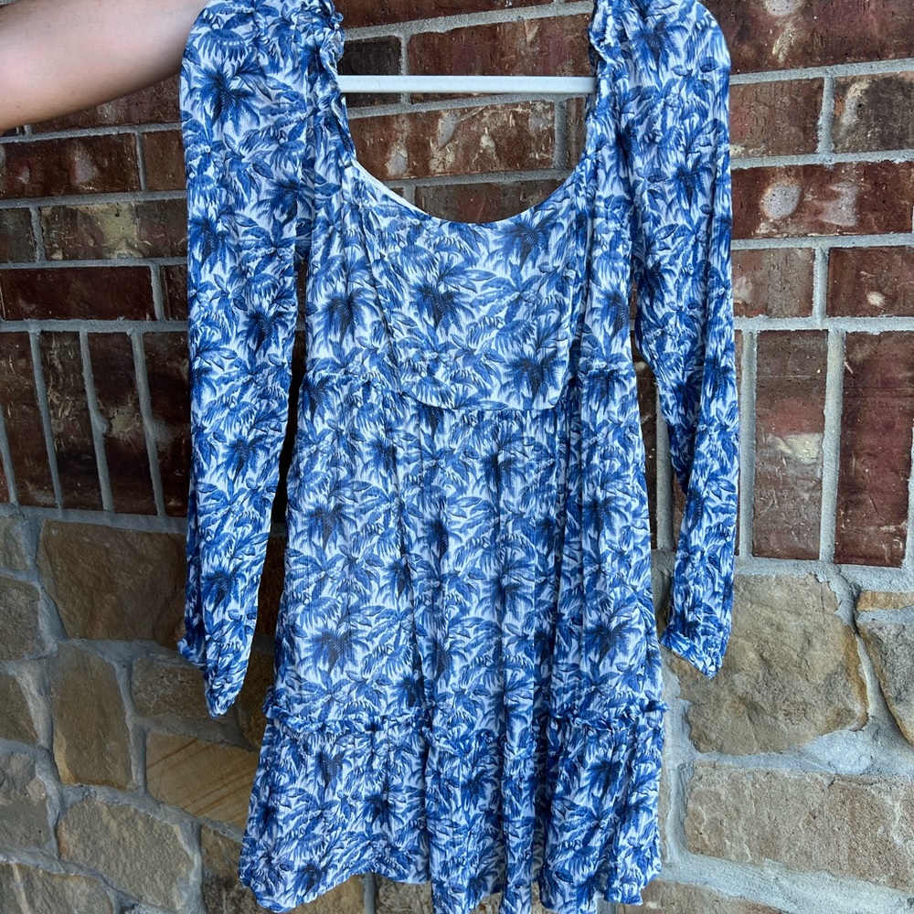 PAIGE Blue Floral Mini Dress